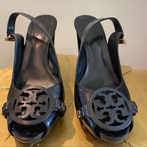 Tory Burch leather peep toe